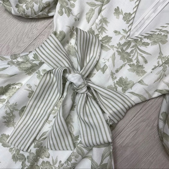 French Style Print Puff Sleeve Vintage Dress - Picture 6 of 15